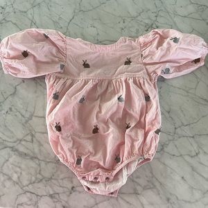 Pink Chicken NY 12-18 month embroidered bunny bubble suit.